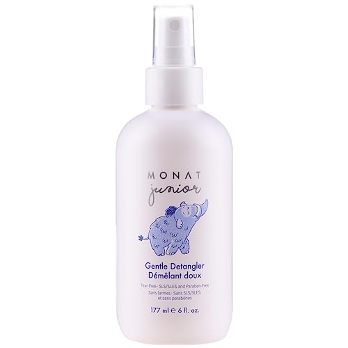 MONAT Junior™ Gentle Detangler - Safe and tear free Hair Detangler Spray for children. All Natural Tear-free, Sulfate & Paraben-free- Net Wt. 177 ml e / 6 fl. Oz.