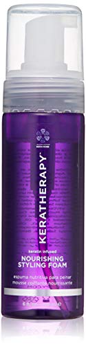 KERATHERAPY Keratin Infused Volumizing Nourishing Styling Foam, 6 fl. oz., 178 ml - Hair Styling Foam with Sunflower Oil, Linseed Oil, & Olive Fruit for Shine & Frizz Control - Volumizing Mousse