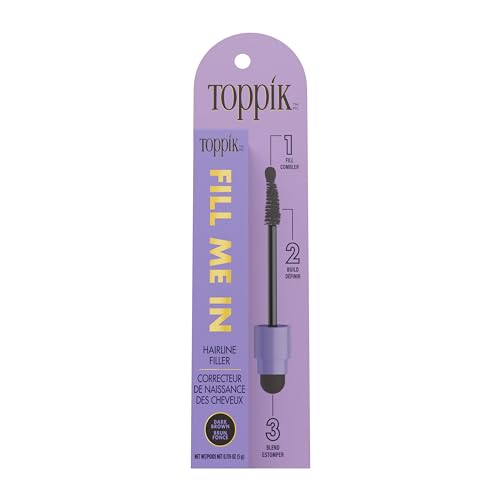 Toppik Fill Me In Hairline Filler, Hair Color Root Touchup, Hair Fibers Wand, Fills In Thinning Hairline, Hair Styling Product, 0.176 oz (5 g), Dark Brown