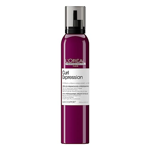 L'Oreal Professionnel Curl Expression 10-in-1 Mousse | Multi-Benefits for Curly and Coily Hair | Defines, Strengthens, and Protects Curls from Heat | Silicone, Paraben, and Alcohol Free | 250 ML