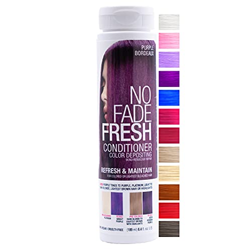 NO FADE FRESH Purple Bordeaux Hair Color Depositing Conditioner with BondHeal Bond Rebuilder - Enhance Color, Prevent Fading & Refresh Purple, Deep Conditioning Hair Mask - 6.4 oz