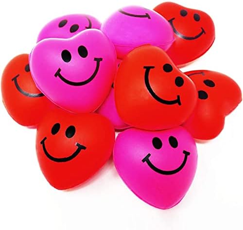 4E's Novelty Heart Stress Ball (24 Pack) Bulk - Valentines Squishies - for Class Valentines Party Favors for Kids, Valentines Day Gifts for Kids Classroom, Small Size 1.5"