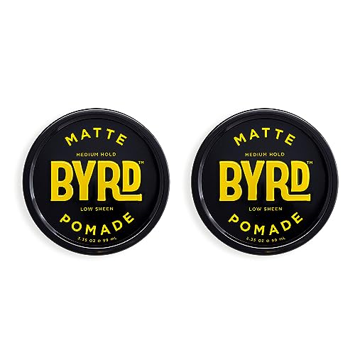 BYRD Matte Pomade 2-Pack – Medium Hold, Matte Finish, Add Texture and Sculpt, Safe for All Hair Types, 3.35 Oz Each (Two Pack)