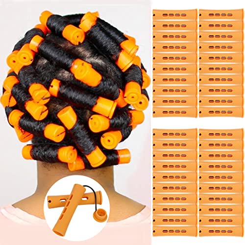 40pcs Perm Rods Set for Natural Hair Plastic Cold Wave Orange Perm Rods for Long Short Hair Rollers for Women DIY Hairdressing Tools(Orange)