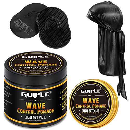 Natural Wave Pomade for Men Strong Hold, Easy Wash 360 Wave Training Hair Cream, Waves Grease for Men Promotes Layered Waves, Moisture, Control and Silky Shine (with Travel Size)