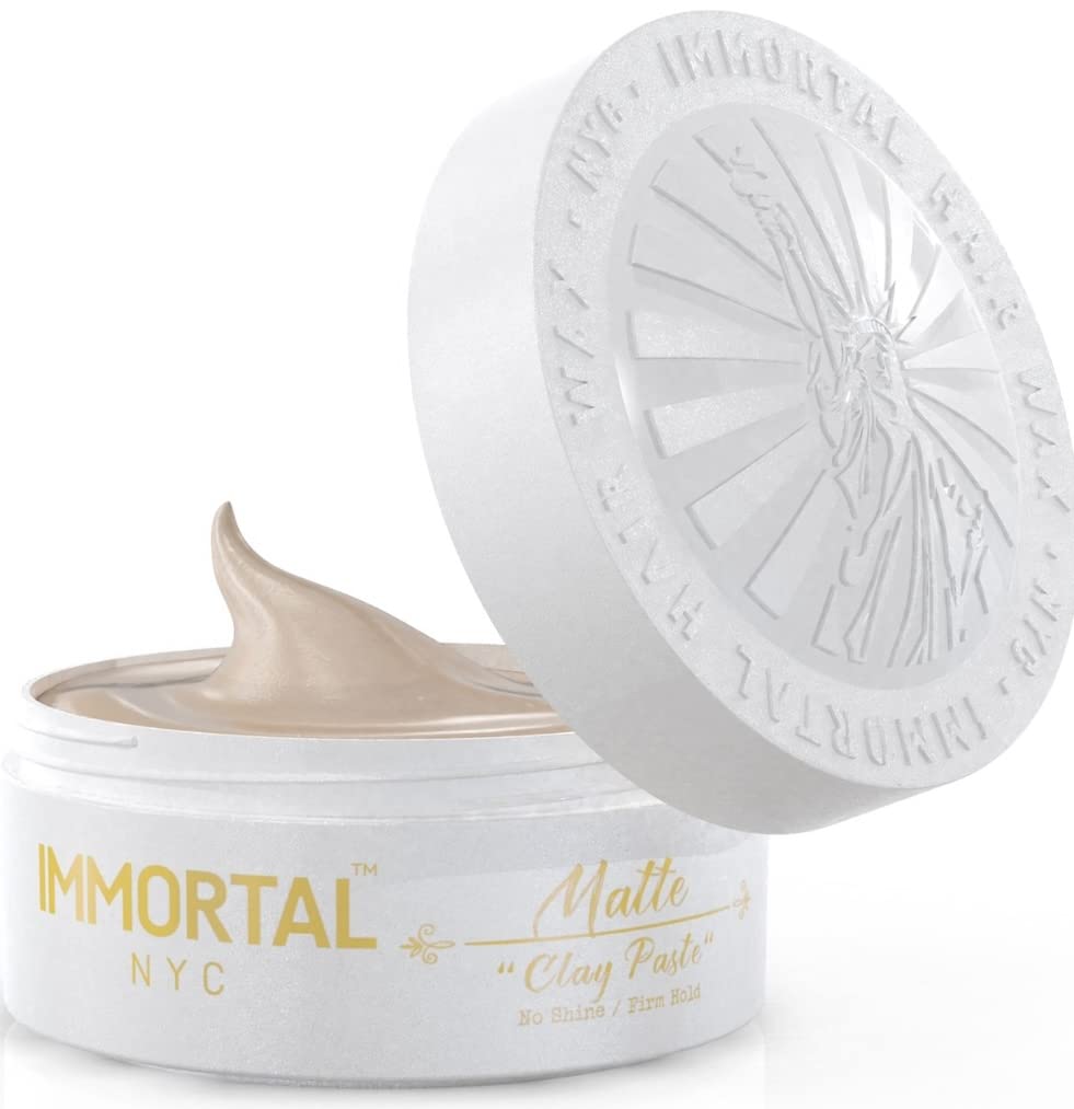 Immortal NYC Matte Clay Paste Hair Wax - 7 out of 9 Holding Ability, Matte Finish - All Natural Water-Based Hair Wax for Men - No Residue, All Hair Types