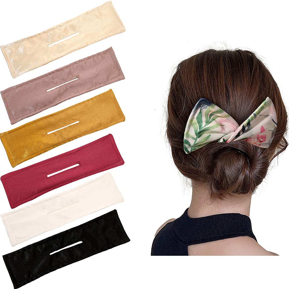 6Pcs Oversized French Twist Deft Bun Hair Bun for Women, Magic Donut Hair Bun Maker Hairstyle Bun Shaper Cloth Hair Clip Reusable Bun for Hair (Solid A)