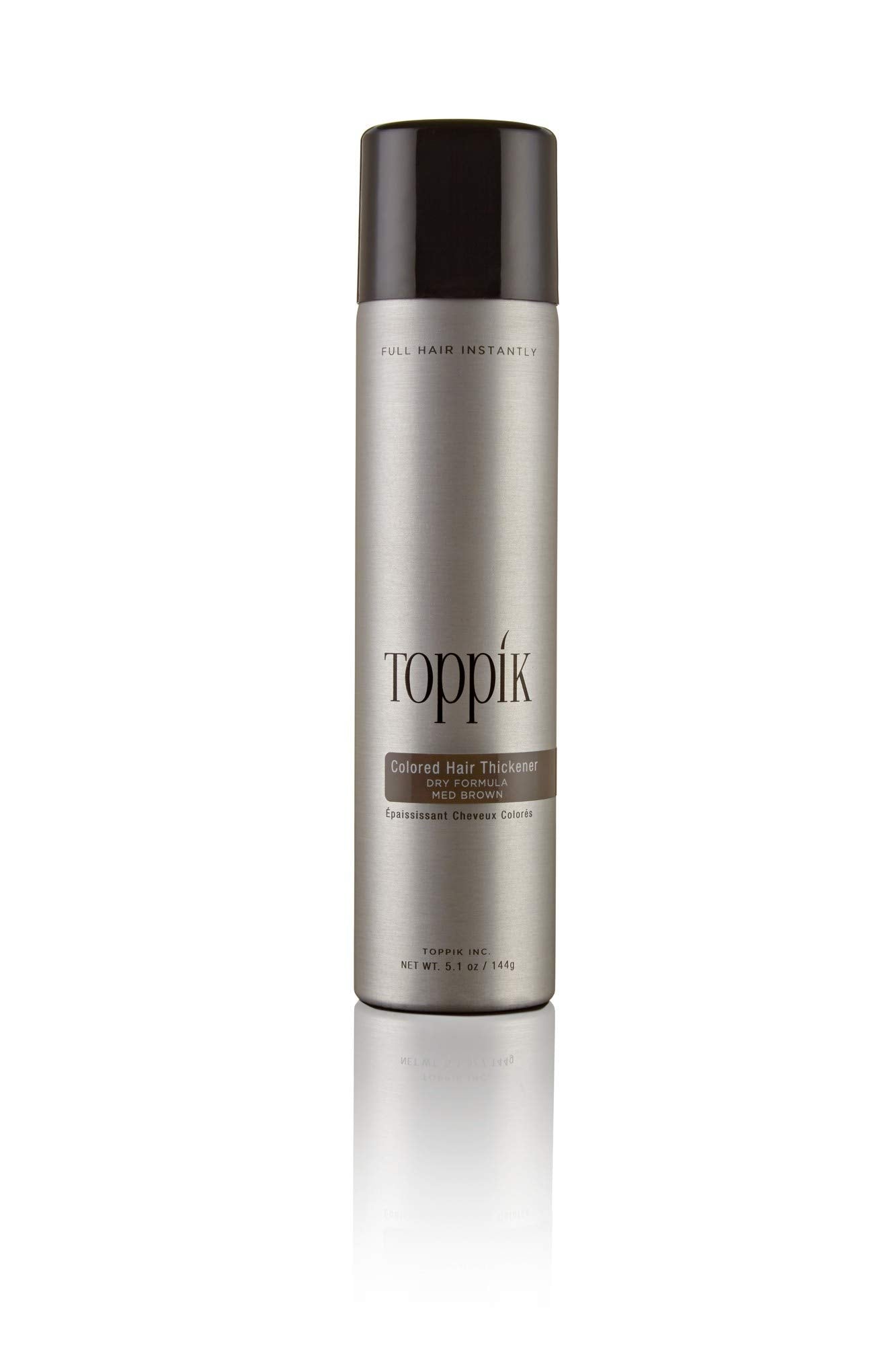 Toppik Colored Hair Thickener, Medium Brown, Volumizing Root Touch Up Concealer Hair Color Spray, Colored Spray for Root Touch Up, Cover Up, Hair Thickening, Hair Building Fiber Spray, 5.1oz Spray