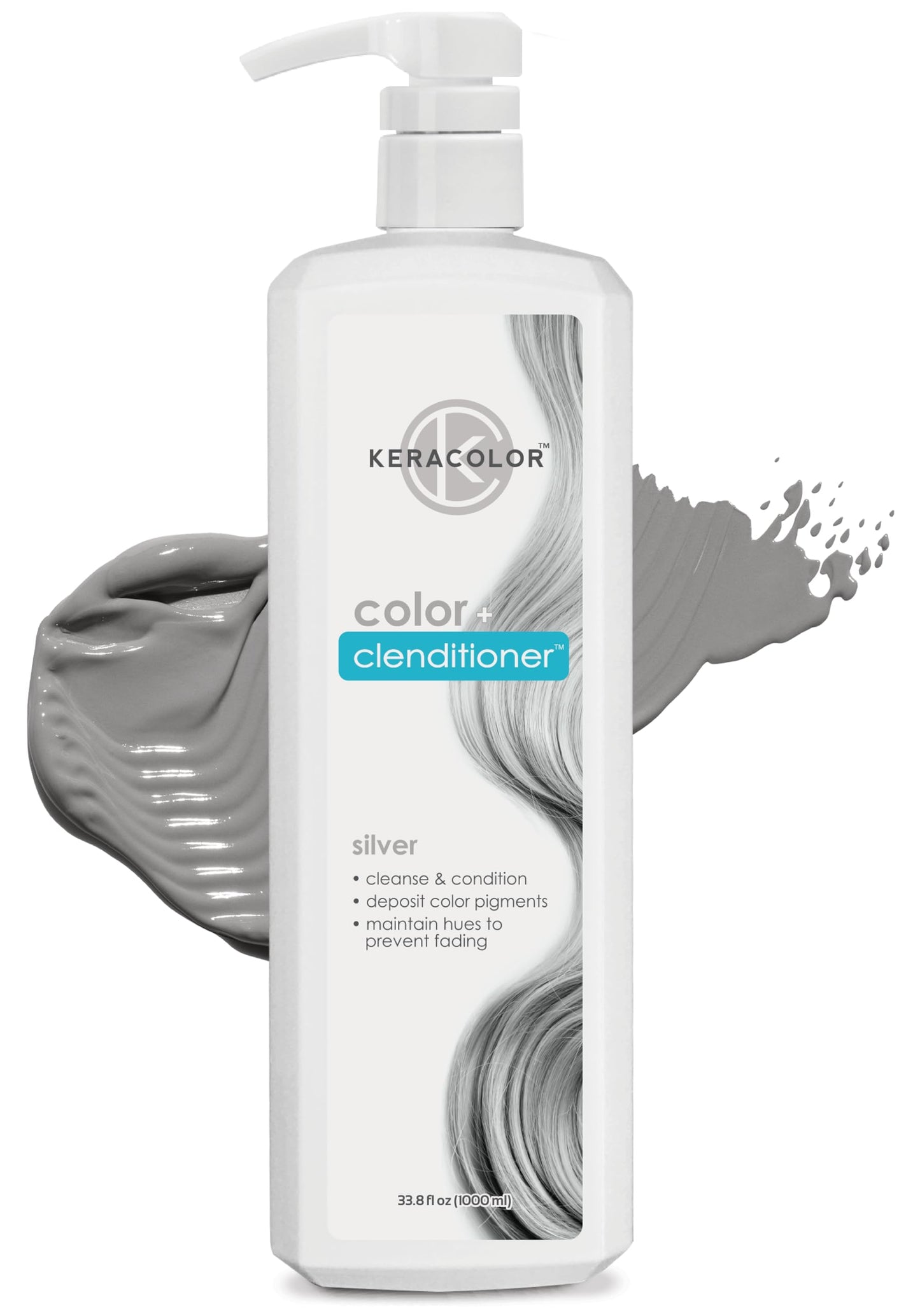 Keracolor Clenditioner SILVER Hair Dye - Semi Permanent Hair Color Depositing Conditioner, Cruelty-free, 33.8 Fl. Oz.
