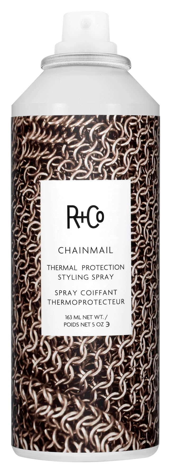 R+Co Chainmail Thermal Protection Spray | Heat Protection + Flexible Hold + Silky Shine | Vegan + Cruelty-Free | 5 Oz