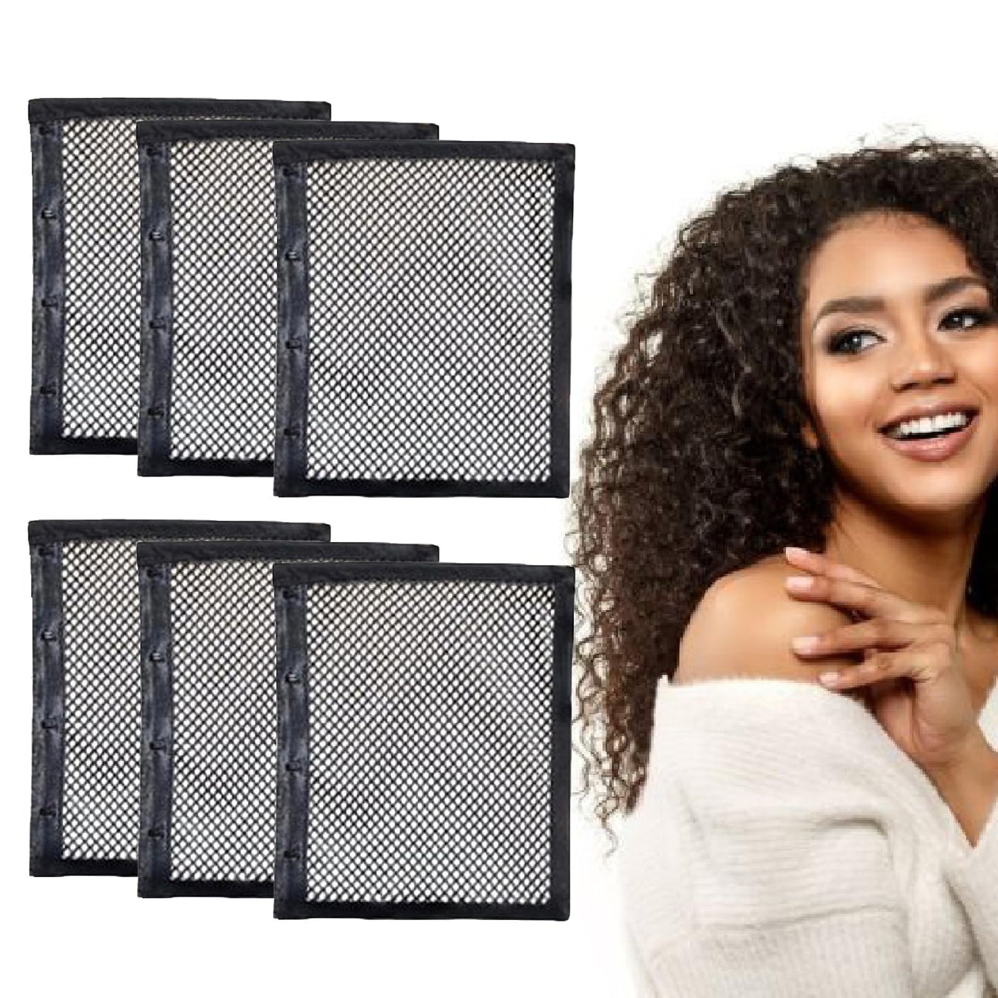 Length N Lock Hair Stretcher, Length and Lock Hair Stretcher, Moonlit Ringlets Length-N-Lock Curly Hair Net Stretcher Mesh Wrap to Prevent Shrinkage (6pcs, 7in)
