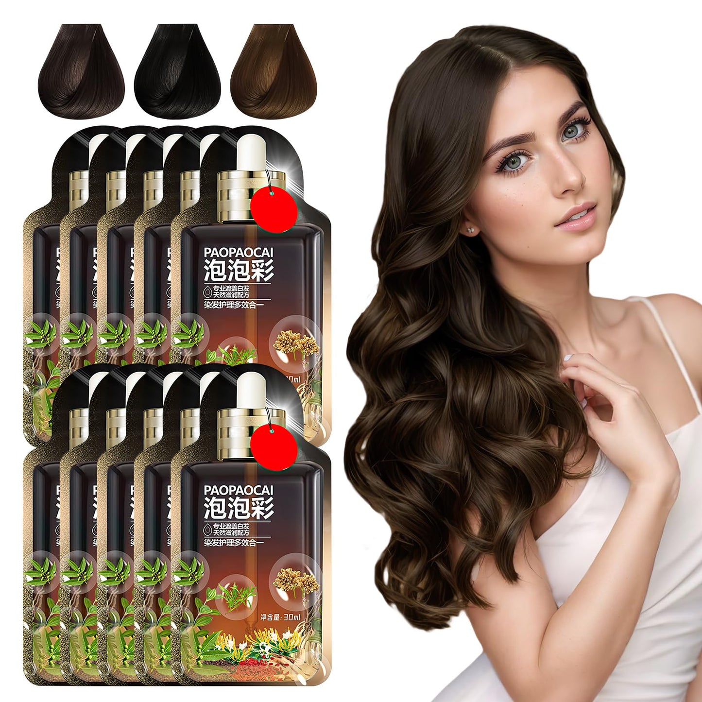 Plant Based Hair Dye Shampoo,Plant Extract Non-Damage Hair Dye Cream,Paopaocai Hair Dye,Eqtinfloato Hair Dye Korean,Fruit Hair Dye,Bubble Plant Hair Dye Shampoo(Coffee,10PCS*30ML)