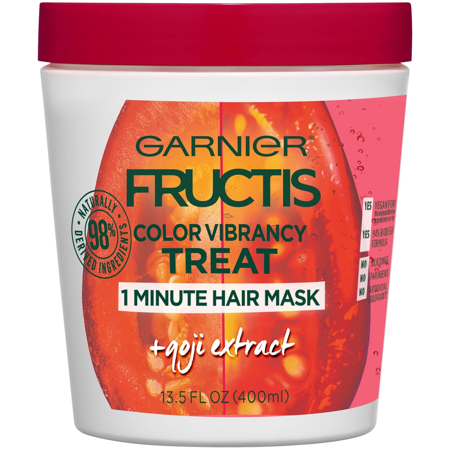 Garnier Hair Care Fructis Color Vibrancy Treat 1 Minute Hair Mask With Goji Extract, 13.5 Fluid Ounce