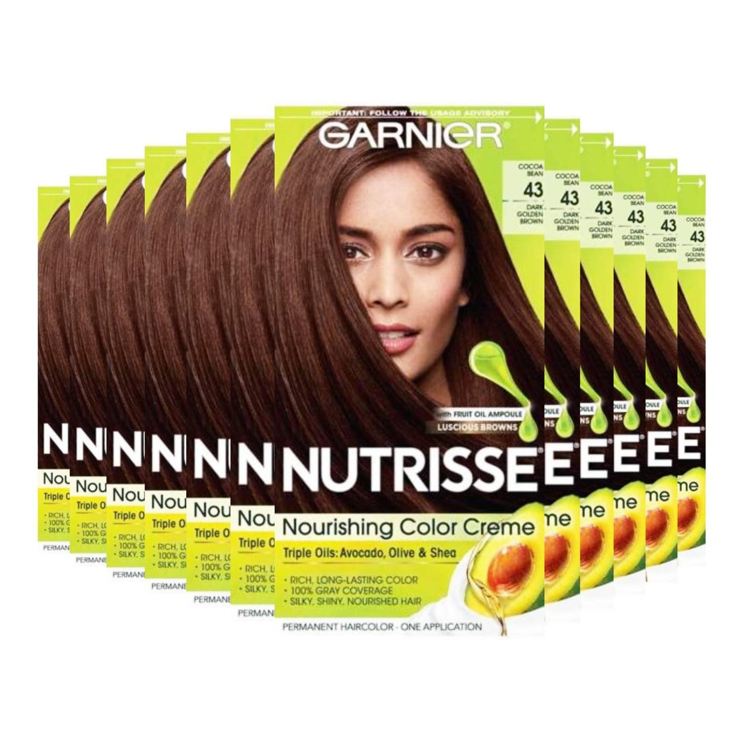 Garnier Nutrisse Nourishing Color Creme - Dark Golden Brown (Cocoa Bean 43) - 12 Pack