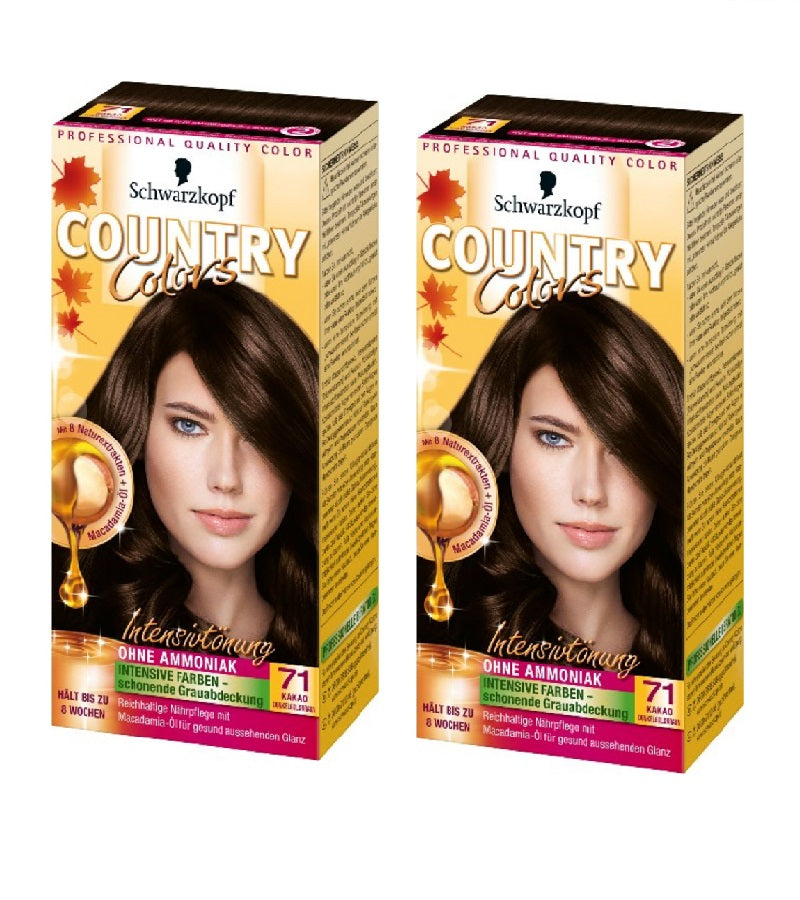 2xPack Schwarzkopf Country Colors Intensive Tint - 71 Cocoa Dark Golden Brown