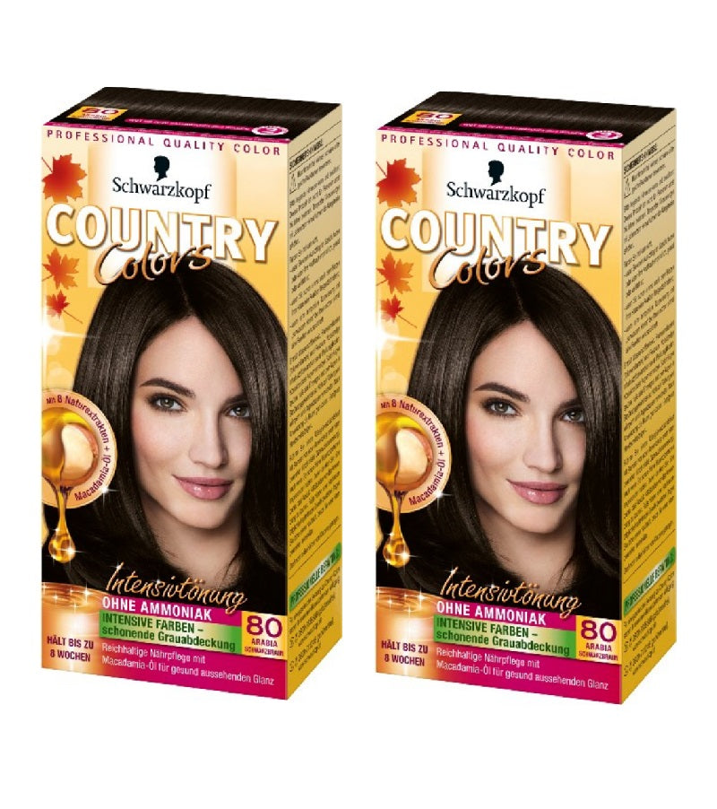 2xPack Schwarzkopf Country Colors Intensive Tint - 80 Arabia Black Brown