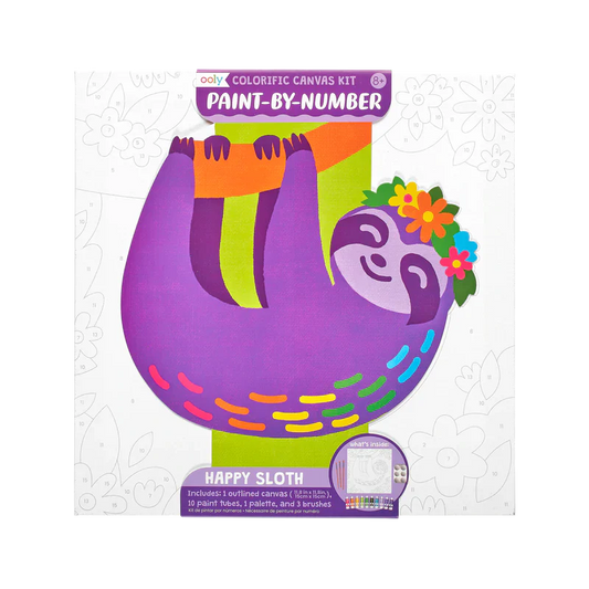 Ooly - Colorific Canvas Paint By Number Kit - Happy Sloths