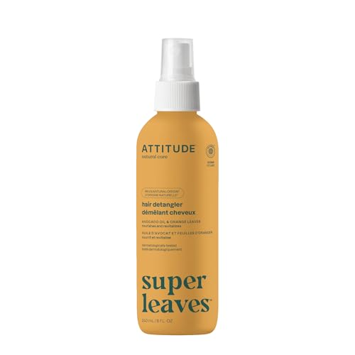 ATTITUDE Detangling Spray, EWG Verified, Plant-Based Ingredients, Vegan, Orange Leaves, 8 Fl Oz