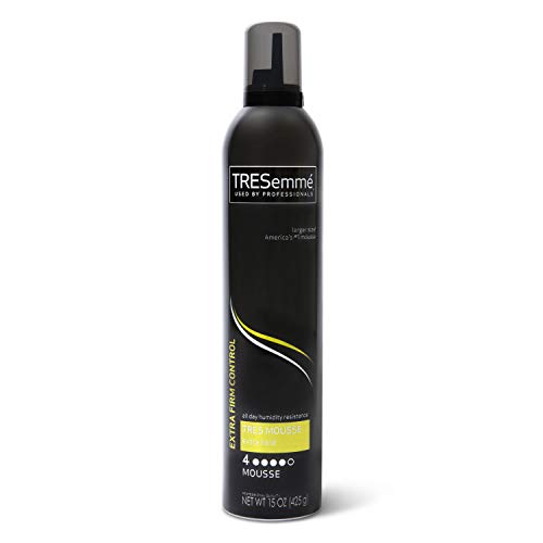 TRESemmé TRES Two Hair Mousse Extra Hold Hair Styling, Extra Firm Control, Styling Mousse For All Day Humidity Resistance 15 oz