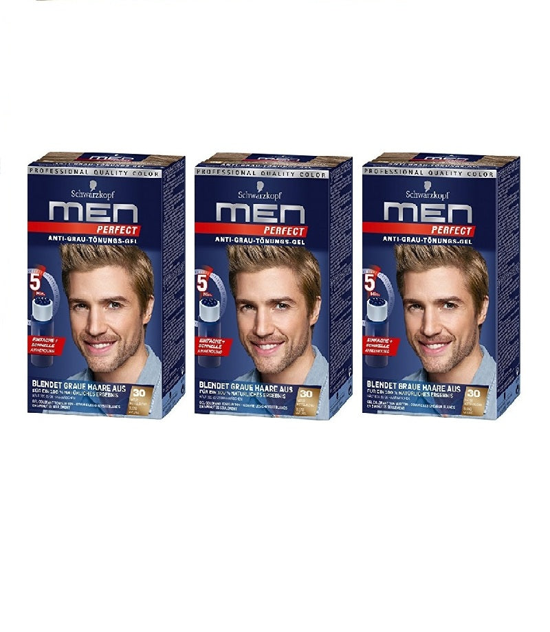 3x Pack Schwarzkopf Men Perfect Anti-Grey Hair Gel - 7 Color Varieties - Eurodeal.shop