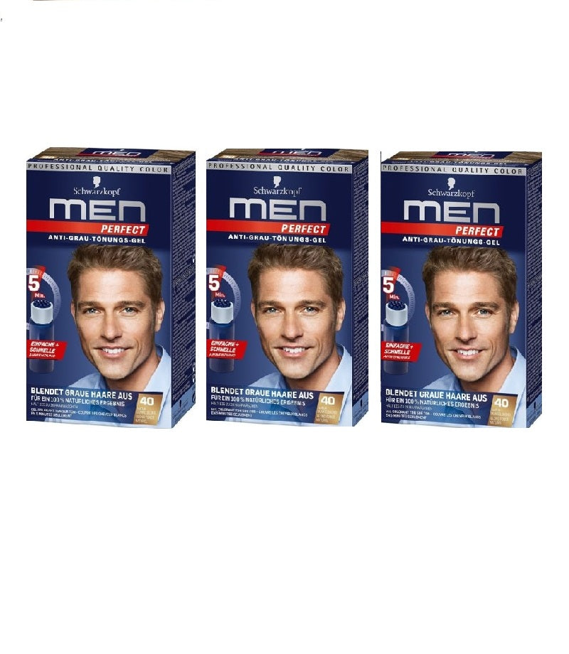 3x Pack Schwarzkopf Men Perfect Anti-Grey Hair Gel - 7 Color Varieties - Eurodeal.shop