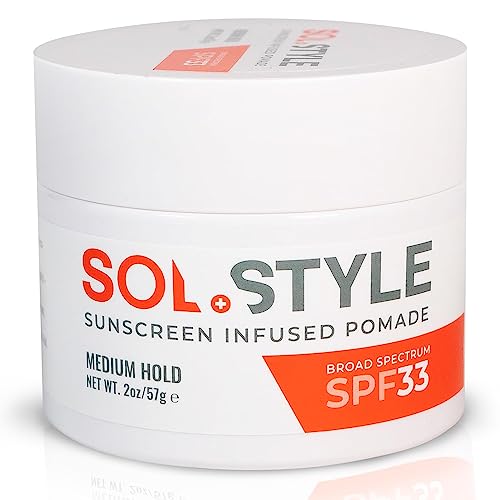 Sol Style Pomade with UV Protection – Hair Styling Cream Pomade for Men & Women - Medium Hold, Water-Based, Smooth, Beeswax-Infused, Anti Frizz, No Flyaways (2 oz)