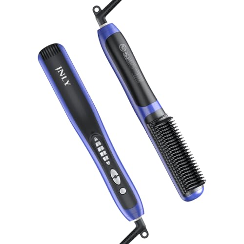 JNLY Hair Straightener Brush, Ionic Hair Straightener Comb, 3 in 1 Hot Comb Hair Straightening Brush, 6 Temps Fast Heating Frizz-Free Anti-Scald Auto-Off, Gifts for Professional Styling Salon at Home