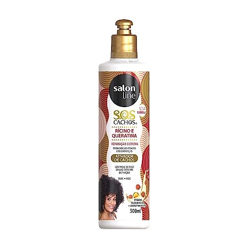 Salon Line - Linha SOS Cachos (Oleo de Ricino e Queratina) - Ativador de Cachos 300 Ml - (SOS Curls (Castor Oil and Keratin) Collection - Curl Activator 10.14 Fl Oz)