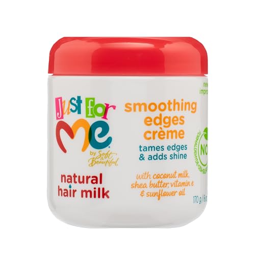 Just For Me Natural Hair Milk Smoothing Edges Creme, Tames Edges & Adds Shine, With Coconut Milk, Shea Butter, Vitamin E & Sunflower Oil, 6 Ounce