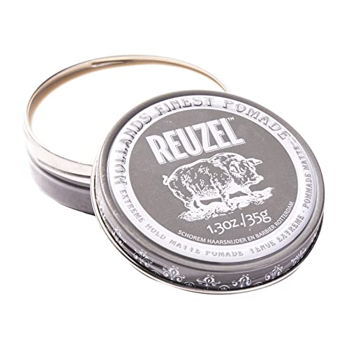 Reuzel Extreme Hold Matte Pomade - Men's Concentrated Wax Formula With Natural And Organic Hold - A Vegan Defining And Thickening Product That's Easy To Apply And Remove - Original Fragrance - 1.3 Oz