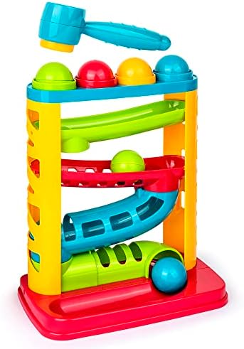 Durable Pound A Ball Toys for Toddler, Stacking, Learning, Active, Early Developmental Hammer Montessori Toys, Fun Gifts for Boy & Girl - STEM Educational Toy - Great Birthday Gift Ages 1 2 3