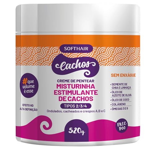SoftHair - Linha Cachos (Tipo 2/3/4) - Creme de Pentear Misturinha Estimulante Cachos 520 Gr - (Curls (Type 2/3/4) Collection - Curl Stimulating Blend Styling Cream Net 18.34 Oz)