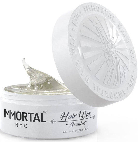 Immortal NYC Hair Waxes for Men - Aventus Strong Hold, Ultra High Shine Wax - Mens Water Based, No Residue Non-Greasy Hair Paste - All Natural Styling Wax for All Hair Types