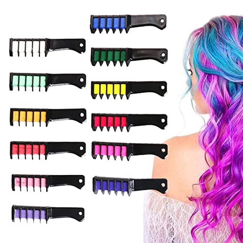 Creamoon New 12-Color Hair Chalk Comb Set, Disposable Multi-Color Hair Chalk CombSet for Girls, Children, Adults, for New Year, Cosplay,Christmas