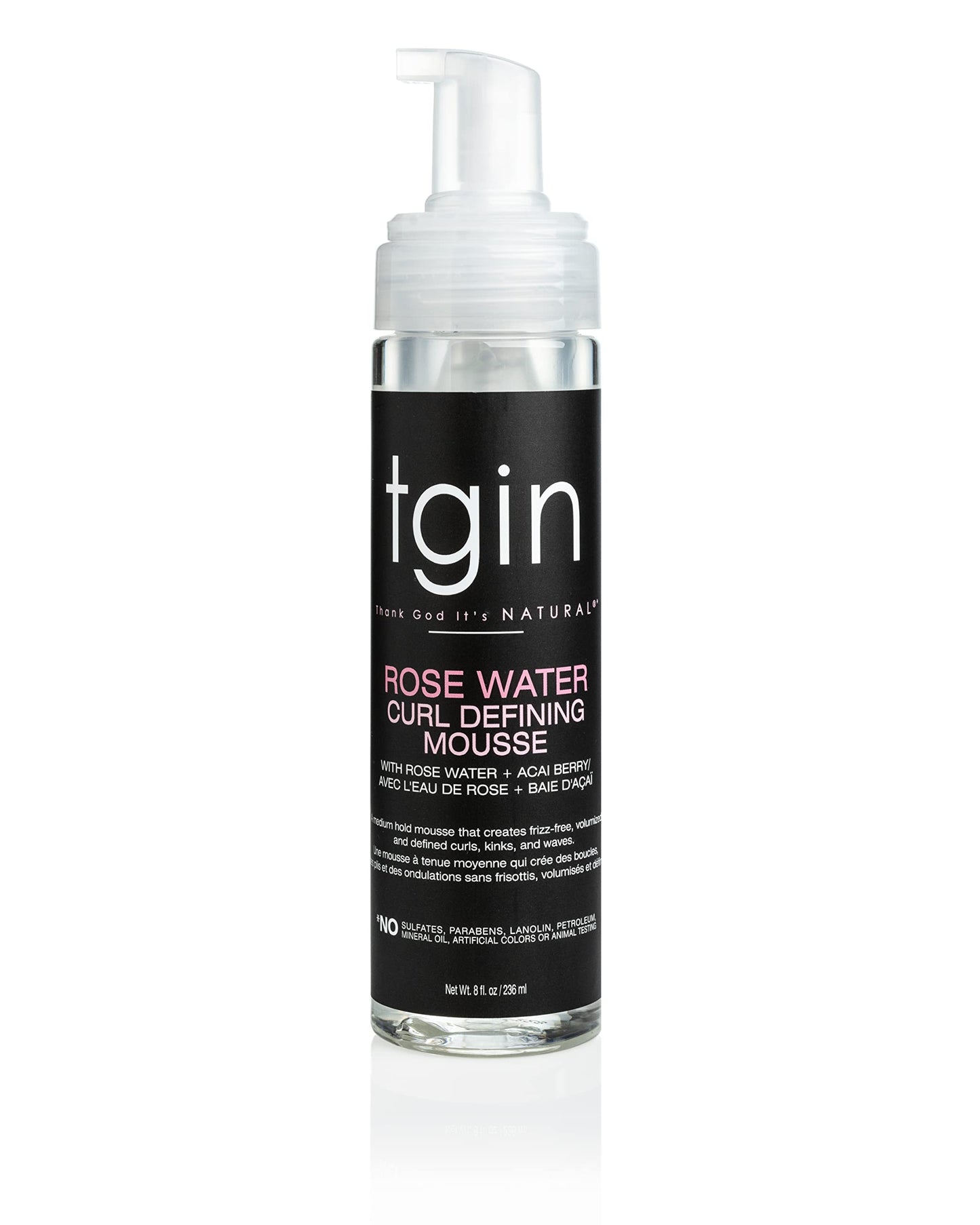 tgin Rose Water Defining Mousse for Natural hair - Curls - Waves - Low Porosity Hair - Fine hair 8oz