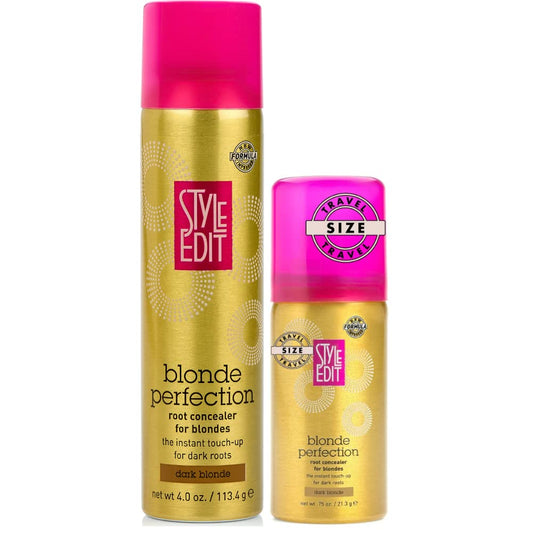 Style Edit Dark Blonde Travel Size and Full Sized Root Concealer Duo to Cover Up Roots and Grays.