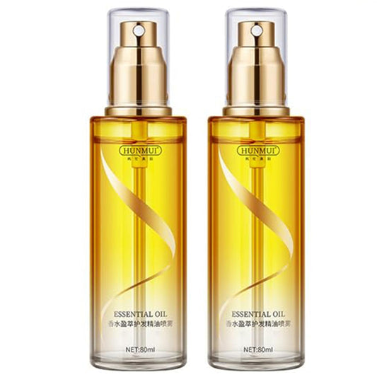 HUNMUI Perfumed Essential Oil Spray, Moisturizing & Strengthening Silky, Sprayable Leave-in Conditioning, Hydrating Hair Care Treatment Conditioner, Non-Sticky & Refreshing for Soft, Shiny Hair (2Pc)