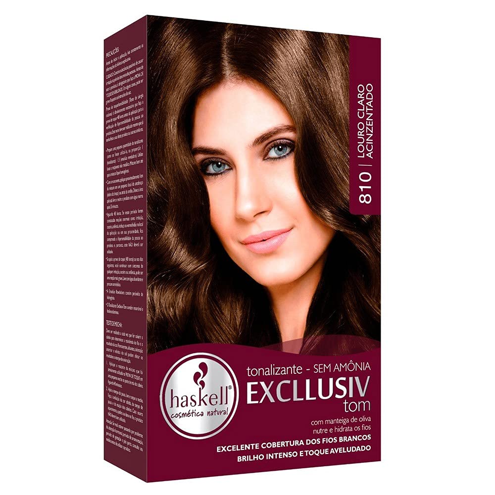 Haskell - Linha Excllusiv Tom - Louro Claro Acinzentado 810 (Bisnaga 40 gr + Frasco Aplicador 60 Ml + Sache 30 Gr) - (Light Grayish Blond 810 (Tube Net 1.4 Oz + Applicator Bottle 2 Fl Oz + Sachet))