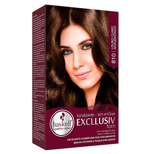 Haskell - Linha Excllusiv Tom - Louro Claro Acinzentado 810 (Bisnaga 40 gr + Frasco Aplicador 60 Ml + Sache 30 Gr) - (Light Grayish Blond 810 (Tube Net 1.4 Oz + Applicator Bottle 2 Fl Oz + Sachet))