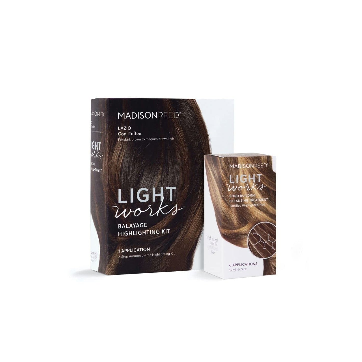 Madison Reed Highlight Kit + Protecting Treatment, Lazio Cool Toffee (Brown), Light Works® Balayage Highlight Kit (Single Use) & Bond Building Cleansing Treatment (6 Uses), Keratin & Argan Oil