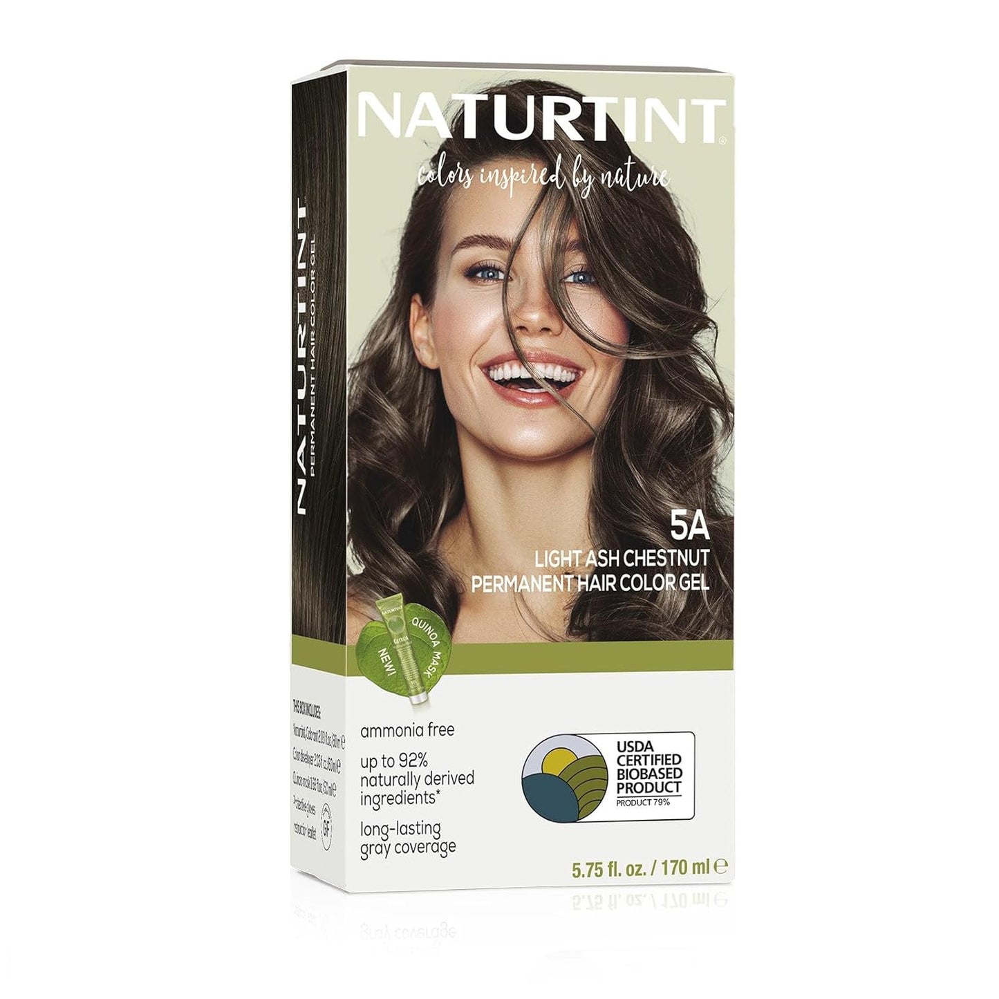 Naturtint Permanent Hair Color 5A Light Ash Chestnut (Pack of 1), Ammonia Free, Vegan, Cruelty Free, up to 100% Gray Coverage, Long Lasting Results