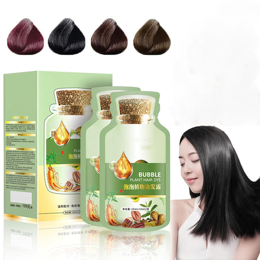 Natural Plant Hair Dye，Black Hair Dye New Botanical Bubble Hair Dye 20ml 10packs/Box，Pure Plant Extract For Grey Hair Color Bubble Dye, Hair Color For Gray Hair Coverage. (Natural Black)