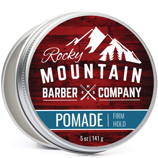 Rocky Mountain Barber Company Pomade for Men - 5 oz Tub Classic Styling Product with Strong Firm Hold for Side Part, Pompadour & Slick Back Looks – High Shine & Easy to Wash Out – Water Based