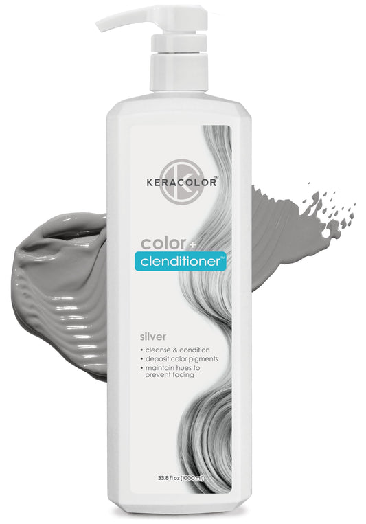 Keracolor Clenditioner SILVER Hair Dye - Semi Permanent Hair Color Depositing Conditioner, Cruelty-free, 33.8 Fl. Oz.