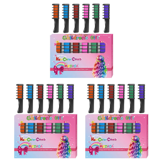 MSDADA Hair Chalk for Girls 3 Pack - 18 Pcs New Hair Chalk Comb Temporary Washable Hair Color Dye for Kids - DIY Makeup Kit Birthday Party Christmas Gifts Toys for Girls Kids Age 6-8-10-12 Years Old