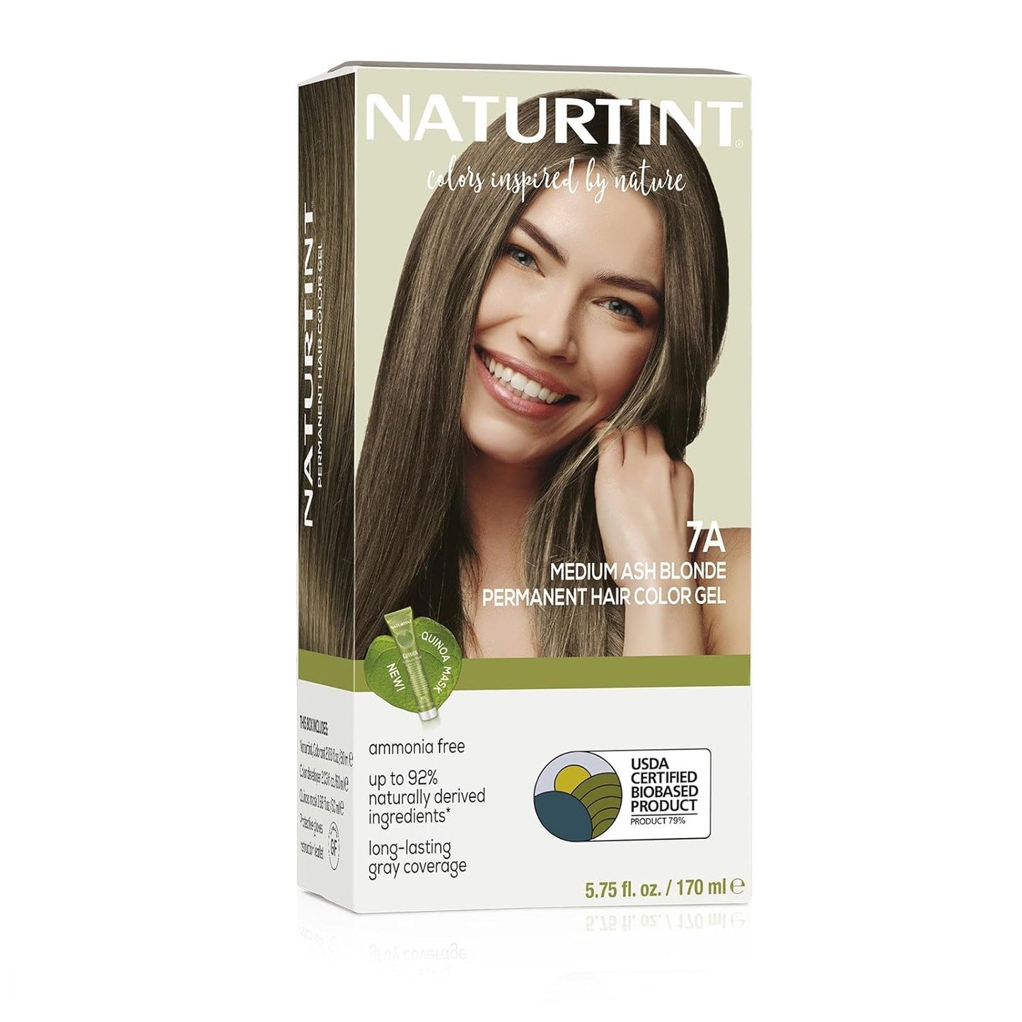 Naturtint Permanent Hair Color 7A Medium Ash Blonde (Pack of 1), Ammonia Free, Vegan, Cruelty Free, up to 100% Gray Coverage, Long Lasting Results