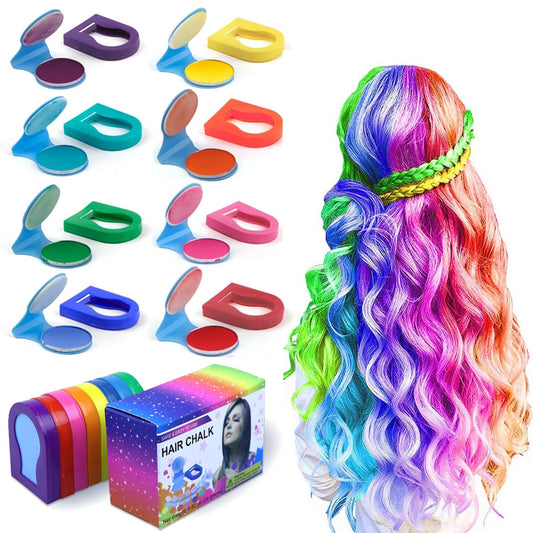 Luxmars 8 Colors Hair Chalk Temporary Hair Dye for Girls Hair Temporary Coloring Hair Chalk for Kids Non-Sticky |Washable|Vibrant Hair Makeup Kit for Birthday Cosplay DIY, Halloween, Chrismas