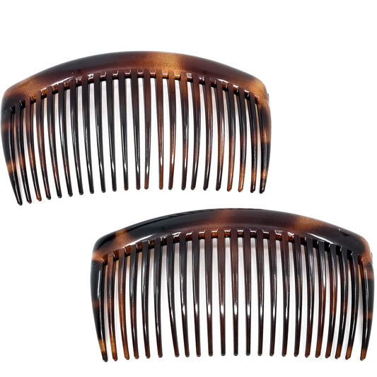 Camila Paris AD66/2 French Side Combs Large Curved Tortoise Shell French Twist Hair Combs Decorative, Strong Hold Hair Clips for Women Bun Chignon Up-Do Styling Girls Hair Accessories, Made in France