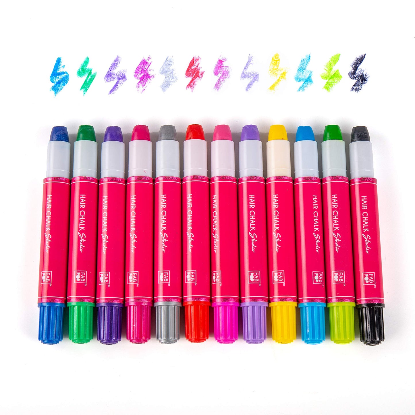 Hair Chalk - Temporary Bright Color Set - Non Toxic Pens for Kids & Girls Birthdays -12 Pack