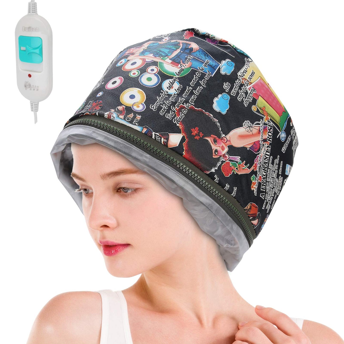 Hair Steamer Deep Conditioning Heat Cap, Electric Heating Hair Hat 3 Gears Hair Steamer Cap, Reusable Shower Caps Heating Oil Treatment Baking Hat Hair Scalp Treatments [Us]